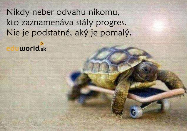 Nikdy neber odvahu nikomu, kto zaznamenáva stály progres. Nie je podstatné, aký je pomalý.
