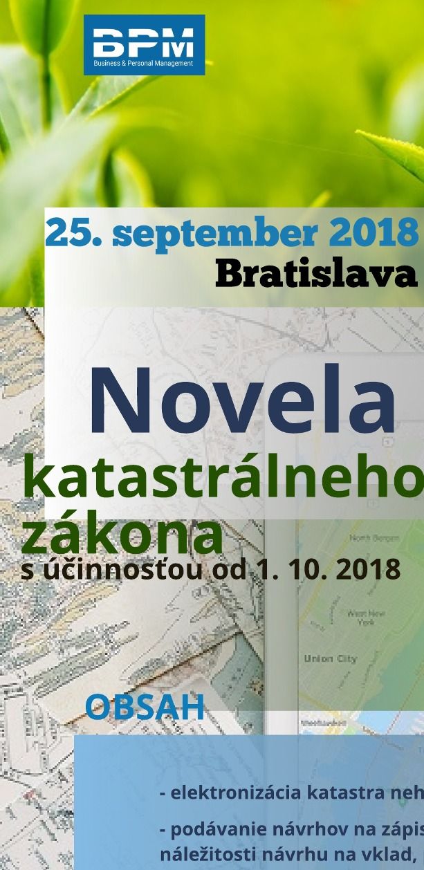 Novela katastrálneho zákona s účinnosťou od 1. 10. 2018