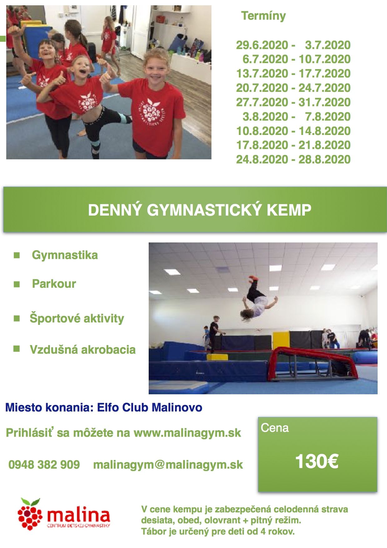 Denný letný gymnastický kemp