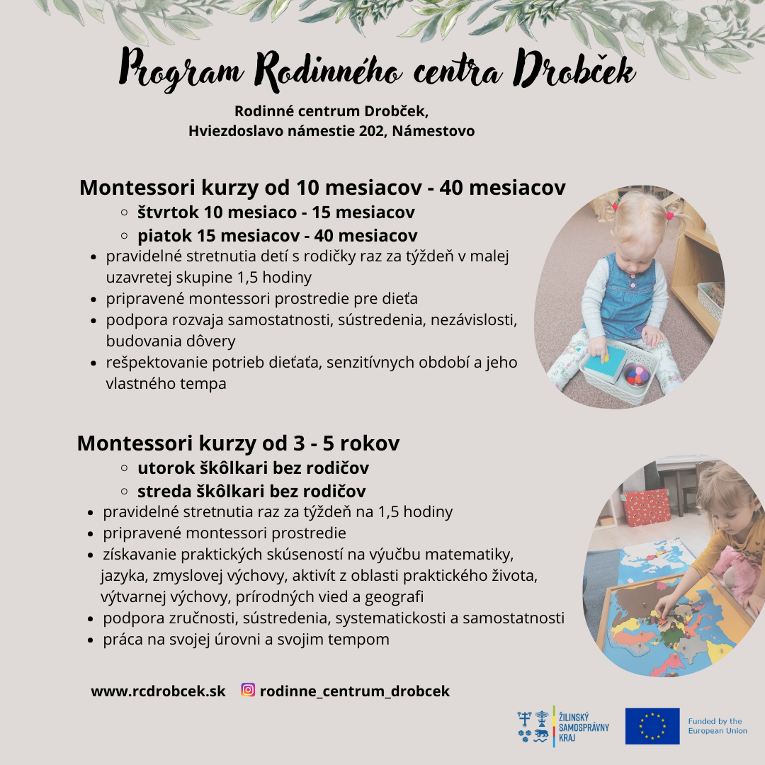 Montessori kurz pre deti 3 - 6 rokov