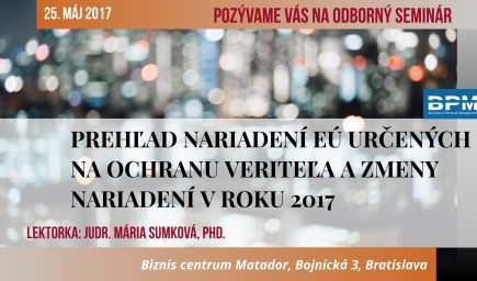 Prehľad nariadení EÚ určených na ochranu veriteľa a zmeny nariadení v roku 2017