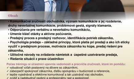 TRÉNING PREDAJNÝCH ZRUČNOSTÍ A PSYCHOLÓGIA PREDAJA