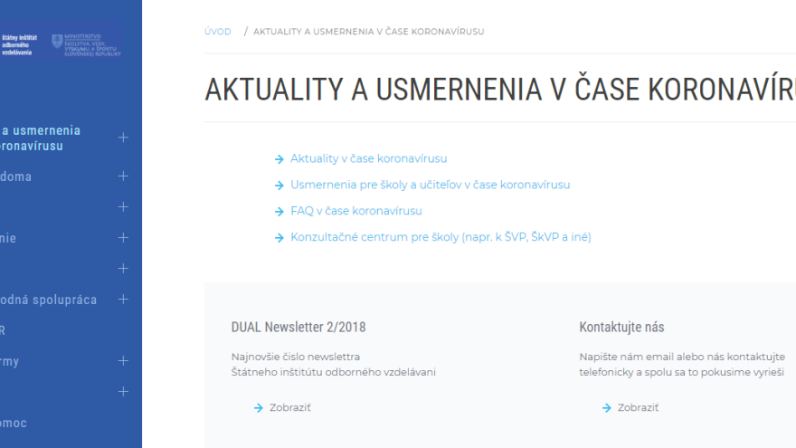 Štátny inštitút odborného vzdelávania rozšíril svoju internetovú stránku.