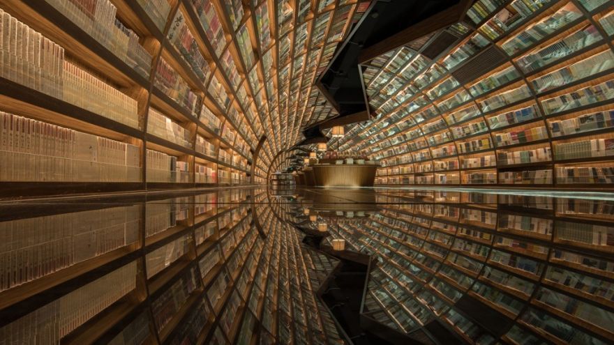 Netradičný tunel z kníh nájdete v čínskom kníhkupectve Yangzhou Zhongshuge 