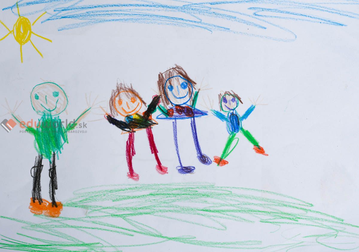 Kresba rodiny dieťaťa v piatom roku života.