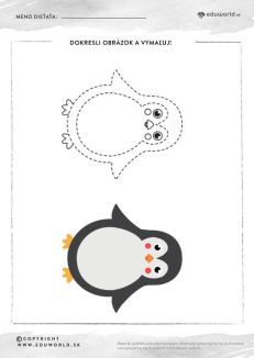 Dokresli si tučniaka a vymaľuj podľa predlohy